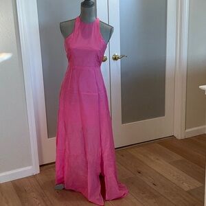 NWT Bird & Knoll Sexy Pink Halter Maxi Dress Size XS